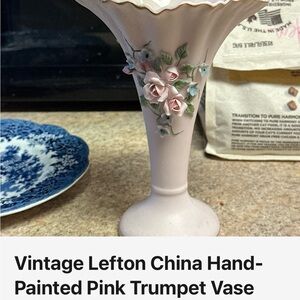 Lefton China Pink Trumpet Vase